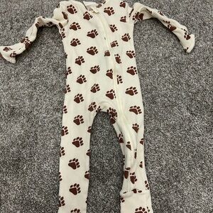Cozy Cream Paw Print Kids Footie